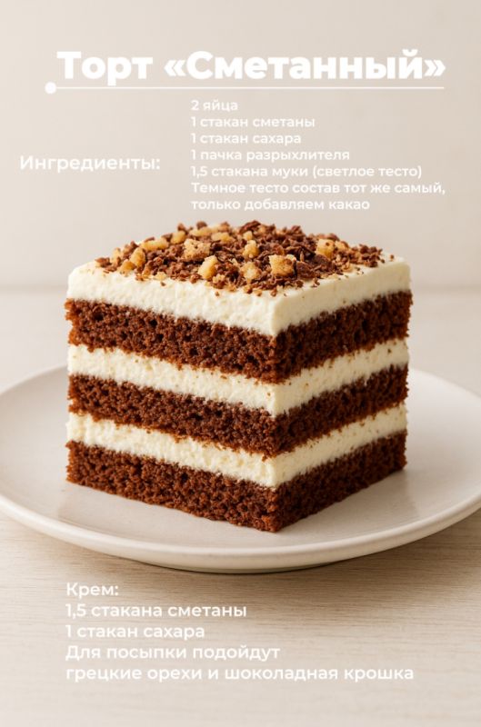 Сметанный торт, который покорит сердца и желудки