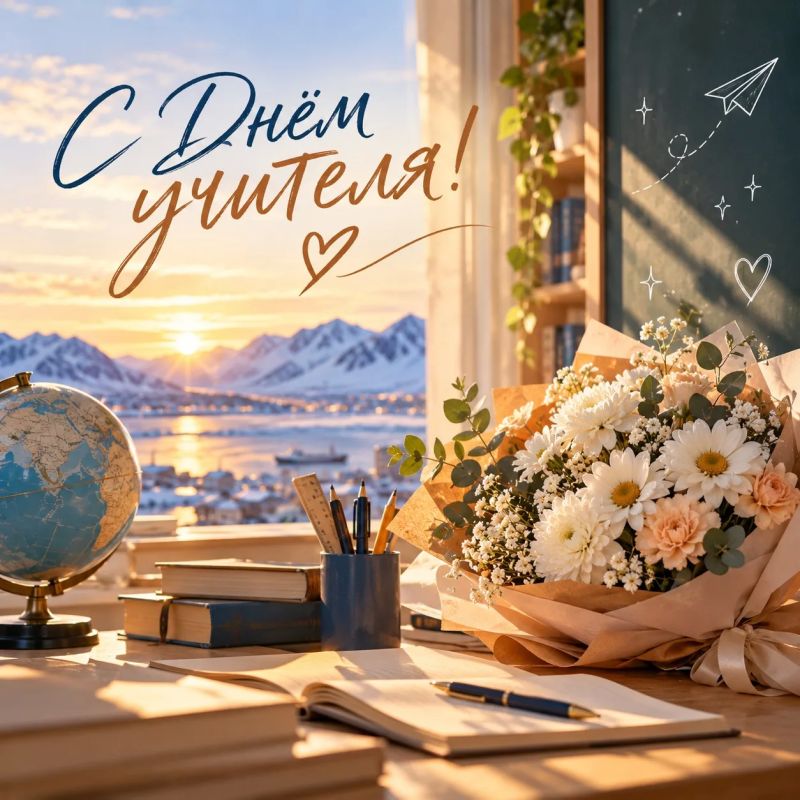 С Днём учителя!. Поздравляем всех учителей и педагогов Чукотки с профессиональным праздником! Именно вы помогаете детям и молодёжи раскрывать способности, находить своё направление, не бояться ошибок и увереннее делать...